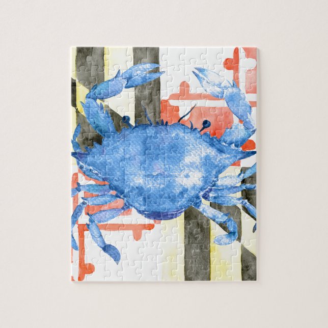 Puzzle Drapeau du Maryland d'aquarelle et crabe bleu (Vertical)