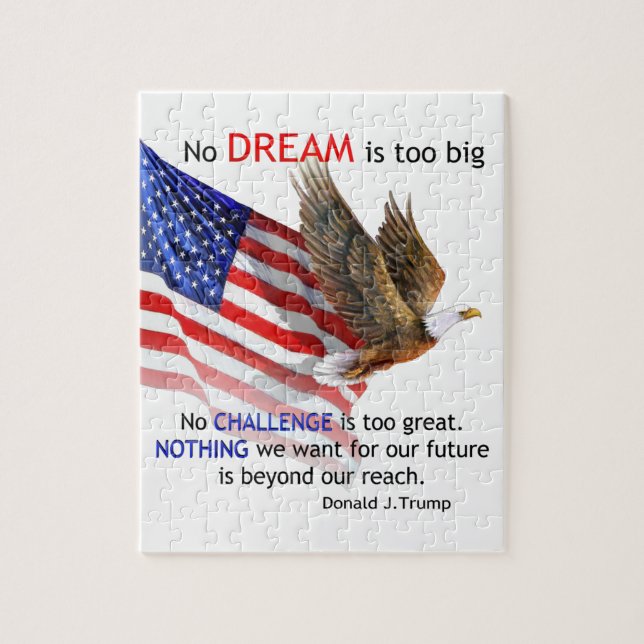 Puzzle Drapeau et citation d'atout d'Eagle Donald J (Vertical)