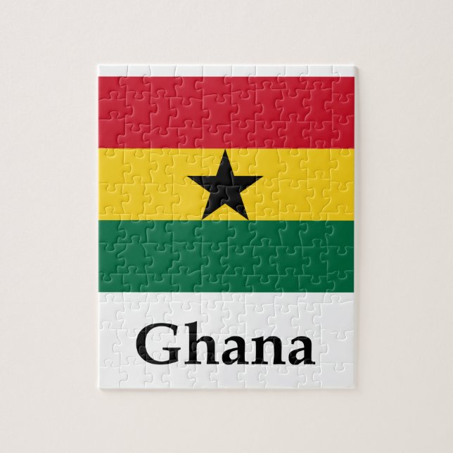 Puzzle Drapeau et nom du Ghana (Vertical)