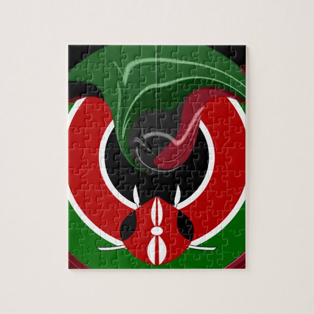 Puzzle Drapeau Fluid Kenyan : Un design moderne (Vertical)