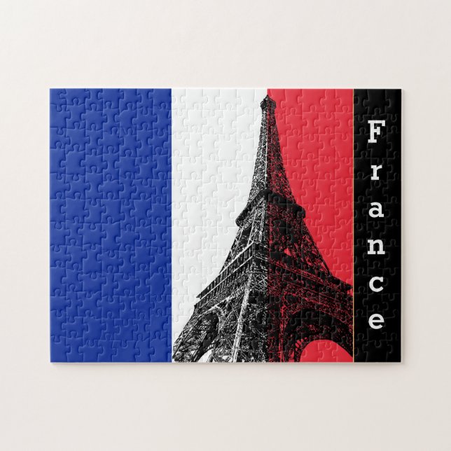 Puzzle Drapeau français & Tour Eiffel - France (Horizontal)