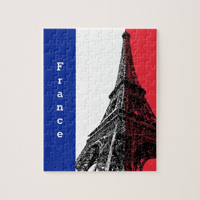 Puzzle Drapeau français & Tour Eiffel - France /fans spor (Vertical)