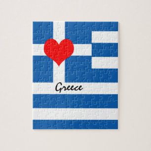 Puzzle Drapeau grec & Coeur - Grèce fans de voyage/sports