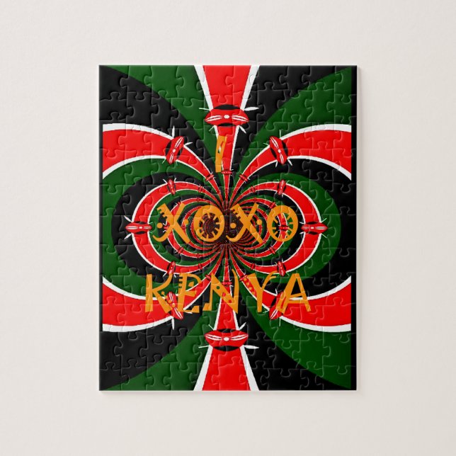 Puzzle Drapeau Kenya d'inspiration africaine - Art Abstra (Vertical)