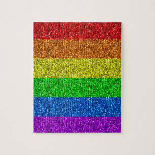 Puzzle Drapeau LGBT vibrante parties scintillant arc-en-c