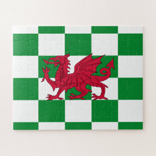 Puzzle Drapeau mystique rouge du dragon celtique du pays