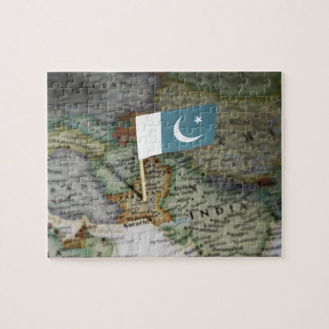 Puzzle Drapeau pakistanais sur la carte (Horizontal)