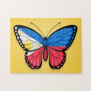 Puzzle Drapeau philippin de papillon sur le jaune