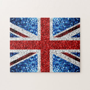 Puzzle Drapeau rouge bleu blanc brillant parties scintill