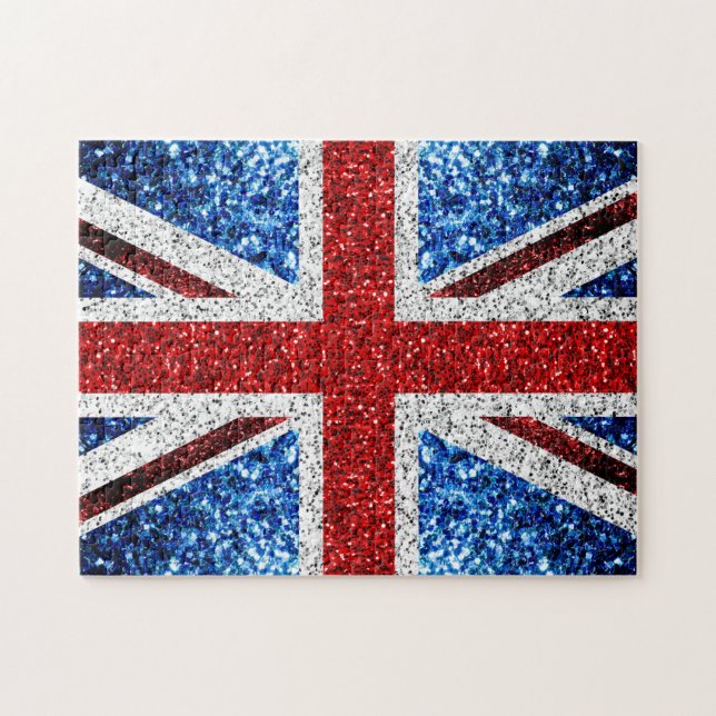 Puzzle Drapeau rouge bleu blanc brillant parties scintill (Horizontal)