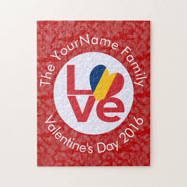 Puzzle Drapeau rouge Chad personnalisé AMOUR (Vertical)