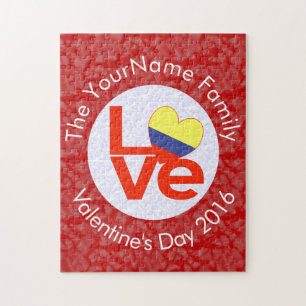 Puzzle Drapeau rouge colombien personnalisé AMOUR 