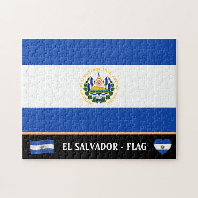 Puzzle Drapeau salvadorien & Pays salvadorien / El Salvad (Horizontal)