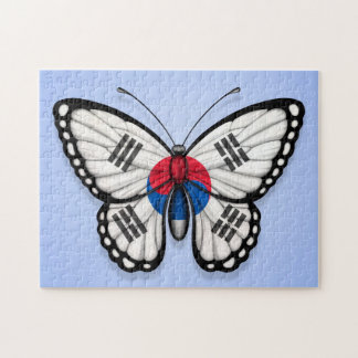 Puzzle Drapeau sud-coréen de papillon sur le bleu