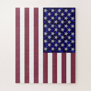 Puzzle Drapeau USA Art en Pierres Précieuses