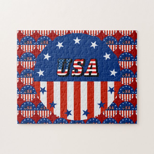 Puzzle Drapeau USA Motif 11" x 14" (Horizontal)