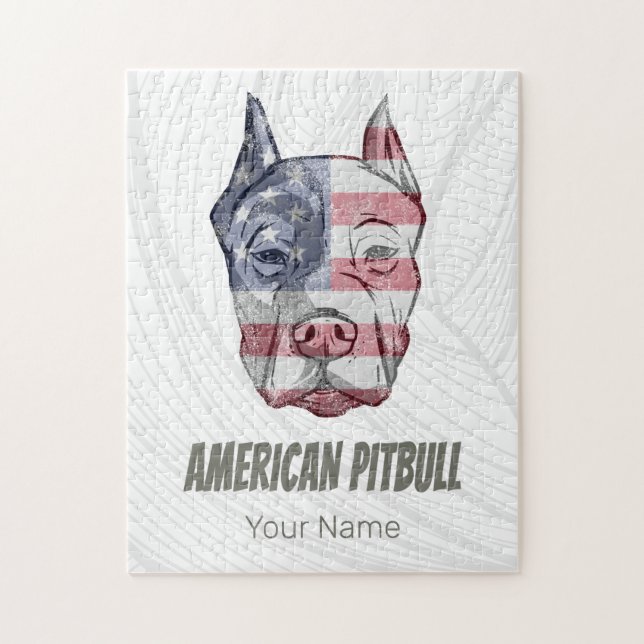 Puzzle Drapeau Vintage américain Pitbull Terrier Bully Ch (Vertical)