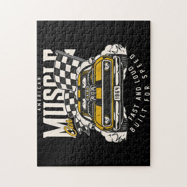 Puzzle Drapeau vintage American Muscle Car Racing (Vertical)