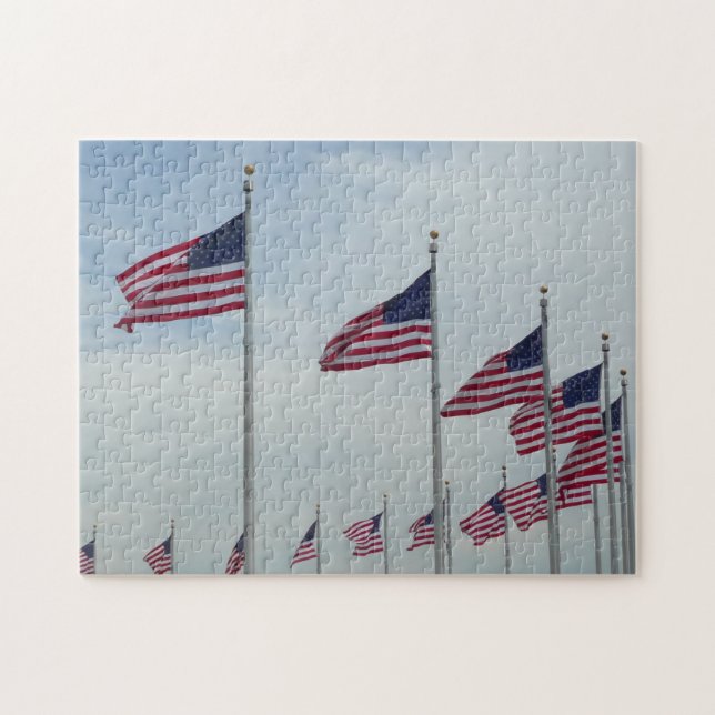 Puzzle Drapeaux américains au Monument de Washington (Horizontal)