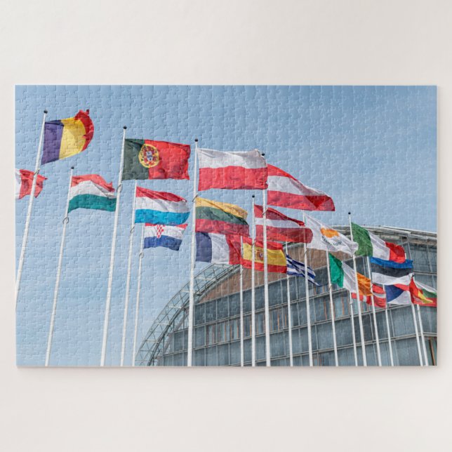 Puzzle Drapeaux des nations européennes flottant à l'exté (Horizontal)