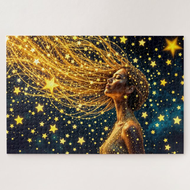 Puzzle Dream girl entourée d'étoiles brillantes (Horizontal)