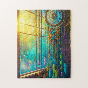 Puzzle Dreamcatcher mystique en vert violet fenêtre