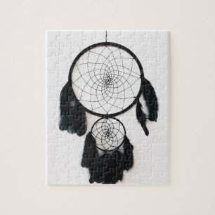 Puzzle Dreamcatcher noir avec plumes