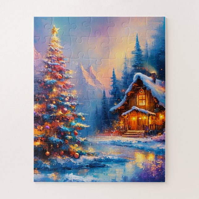 Puzzle Dreamsical Whimsical Mountain Cabine de Noël (Vertical)