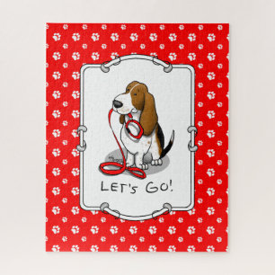 Puzzle Drôle Allons-y ! Promenade Basset Hound (tri-coule