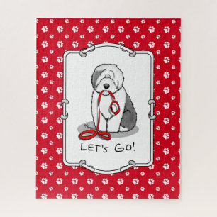 Puzzle Drôle Allons-y ! Walk Old English Sheepdog (Gris 1