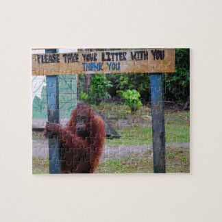 Puzzle Drôle aucun signe d'ordures avec l'orang-outan