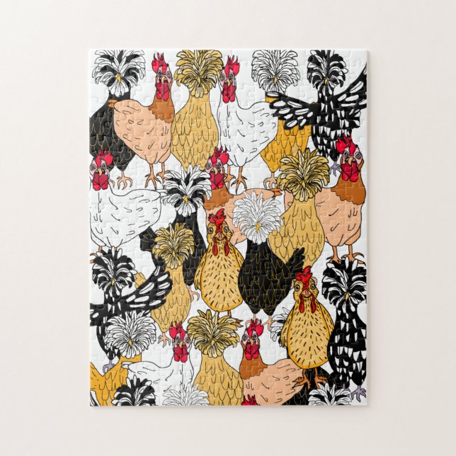 Puzzle Drôle Cartoon main tiré poulets (Vertical)