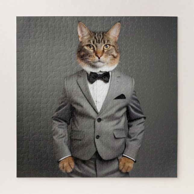 Puzzle Drôle chat en costume (Vertical)