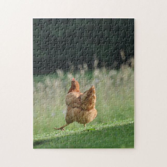 Puzzle Drôle Courir Poulet Cute Animaux de ferme Photo (Vertical)