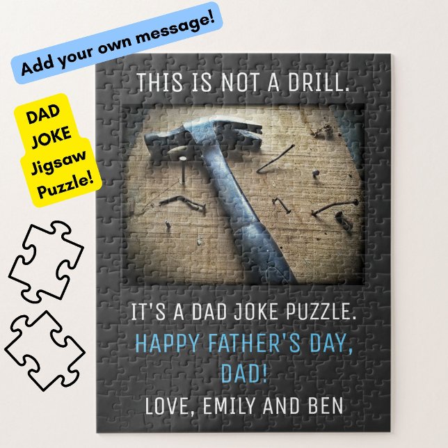 Puzzle Drôle de "ce n'est pas un exercice" pour la fête d (A funny Dad Joke pun jigsaw puzzle for your special papa on Father's Day! This is not a drill!)
