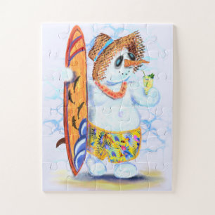 Puzzle Drôle été Snowman Surfer Boissons frais - Amusant