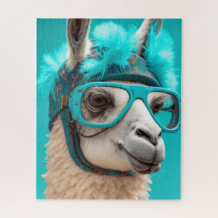 Puzzle Drôle Llama Alpaca mignonne Animaux Lunettes Casqu
