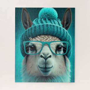Puzzle Drôle Llama Alpaca mignonne Animaux Lunettes Casqu