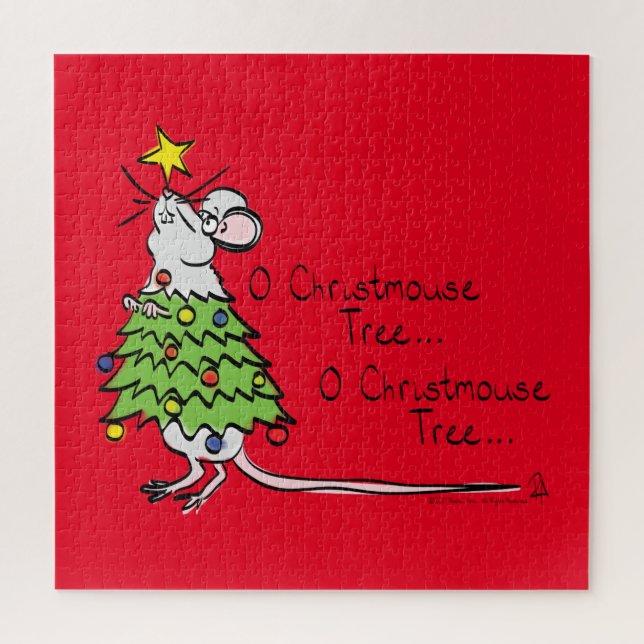 Puzzle Drôle Noël mignon Souris Arbre Cartoon (Vertical)