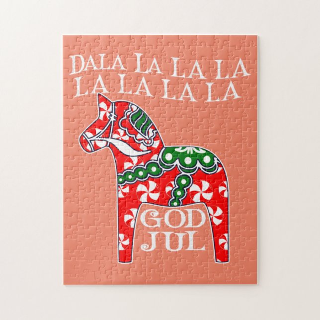 Puzzle Drôle Noël suédois Dieu Jul Dala Horse Dalahos (Vertical)