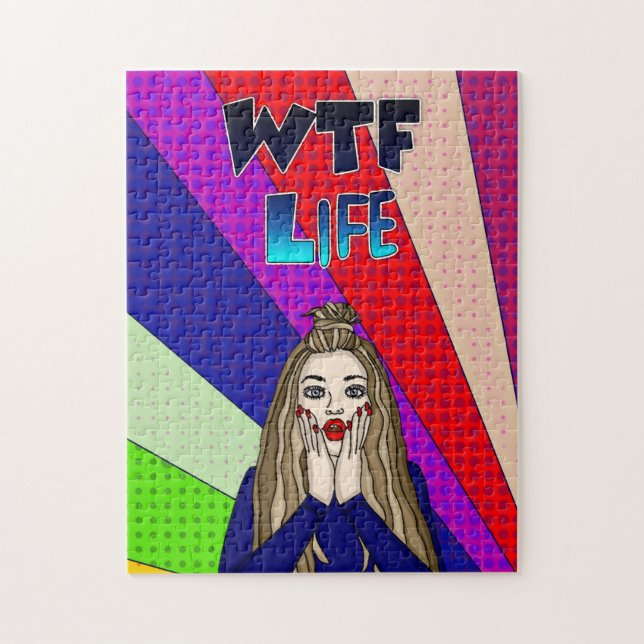 Puzzle Drôle Pop Art WTF Life ] Lady Freaking Out (Vertical)