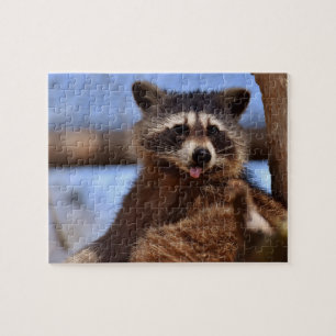 Puzzle Drôle Raccoon Sticking It's Tongue Out Photo