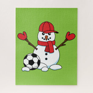 Puzzle Drôle Snowman avec balle de football