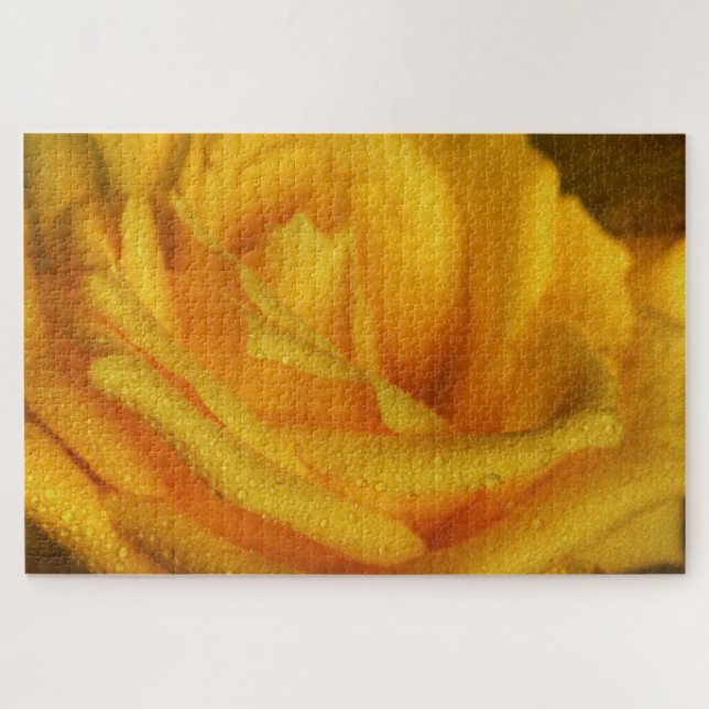 Puzzle Droplets d'eau sur Elegant Rose Jaune (Horizontal)