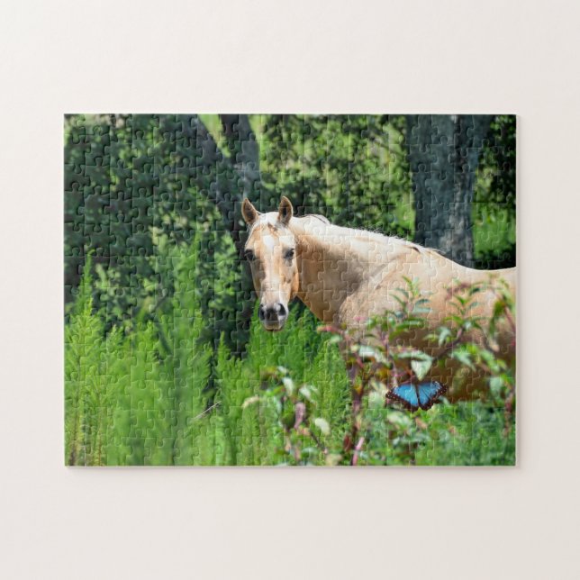 Puzzle du cheval Palomino en pâture (Horizontal)
