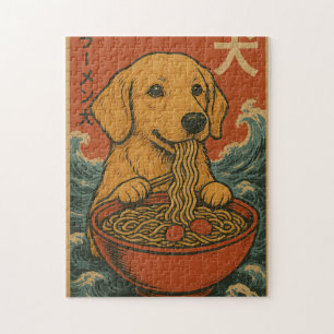 Puzzle du chien Retriever doré Ramen japonais rétr