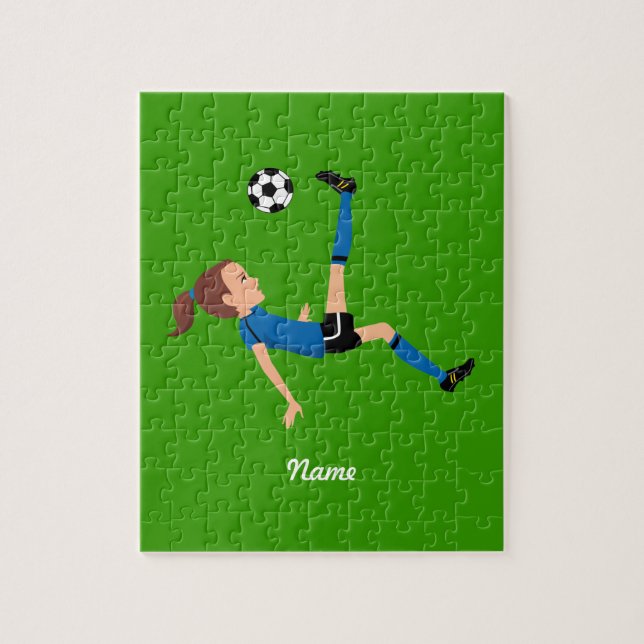 Puzzle du footballeur de la fille avec l'étain (Vertical)
