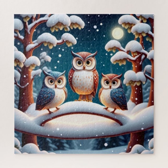 Puzzle du Hibou d'Hiver (Vertical)