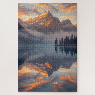 Puzzle du lac de la montagne au coucher du soleil