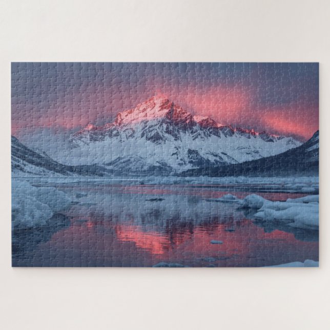 Puzzle du lac de la montagne enneigée (Horizontal)
